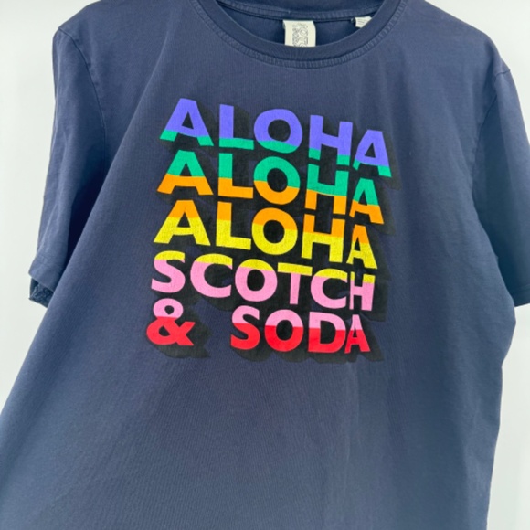 Scotch Soda T Shirt Men Large Blue Rainbow Aloha Short Sleeves Pride Graphic - Picture 4 of 9